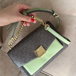 Michael Kors Mint Green and Brown Crossbody Bag